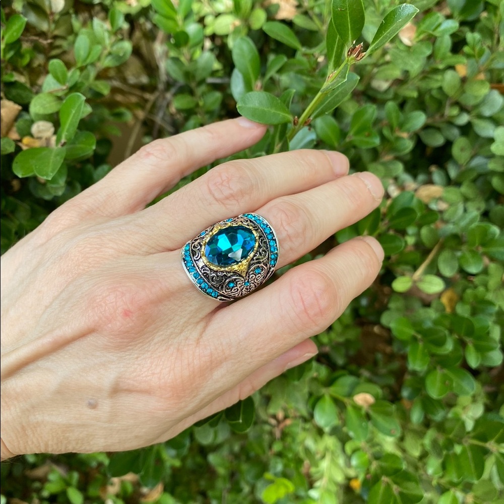 🦚Art Deco 925 Silver Peacock Statement Ring🦚 - Picture 6 of 6